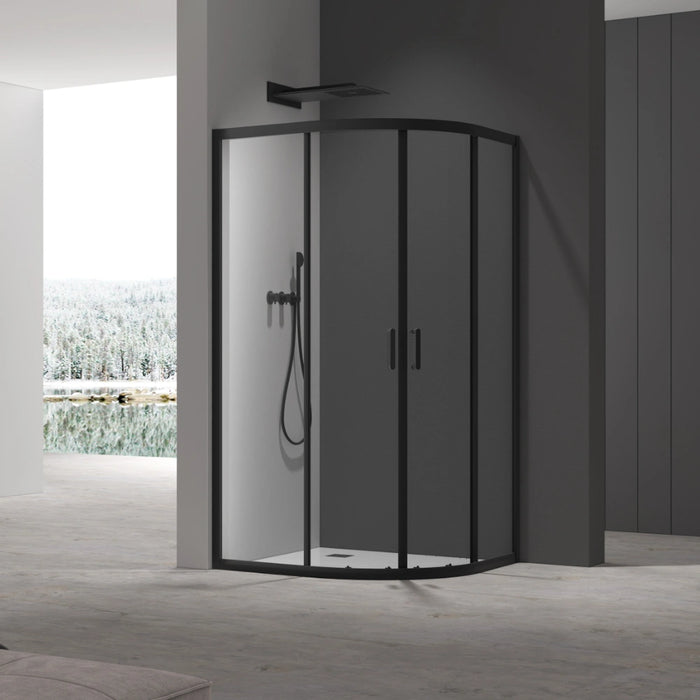 800mm Black Quadrant Shower Enclosure with Shower Tray