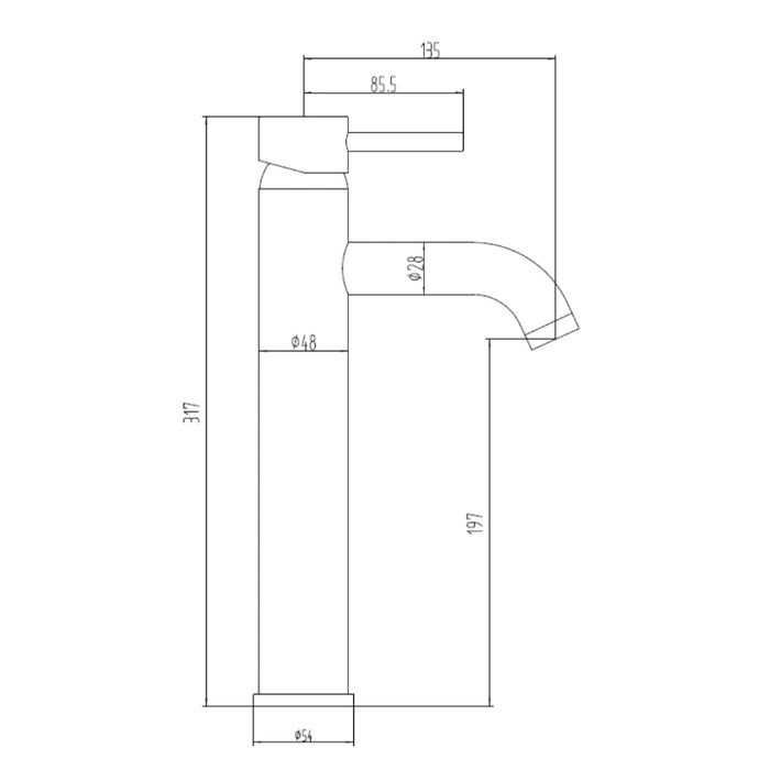 Pisa Freestanding Tall Mono Basin Tap - Brushed Brass