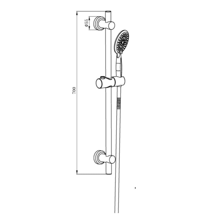 Flow Round Adjustable Shower Riser Rail Kit – Chrome