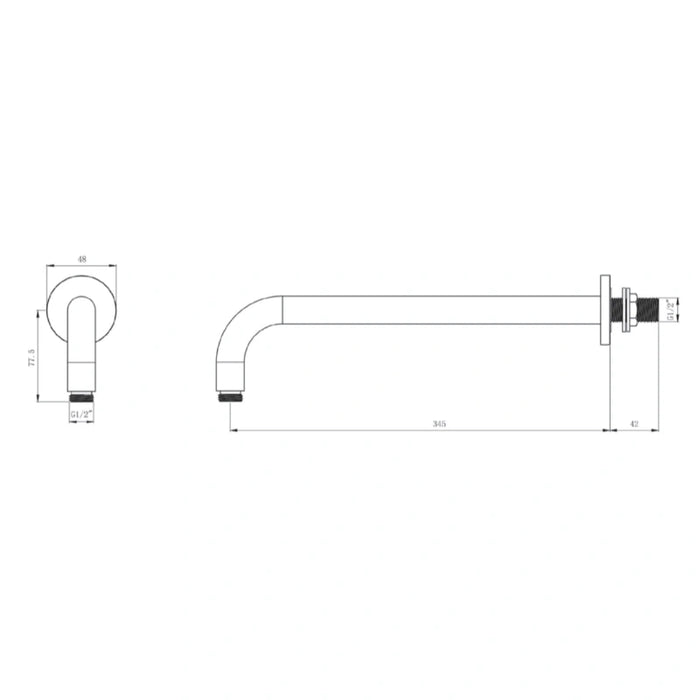 Round Wall Mounted Shower Arm - Chrome