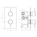 Brushed brass concealed shower mixer technical diagram with control components
