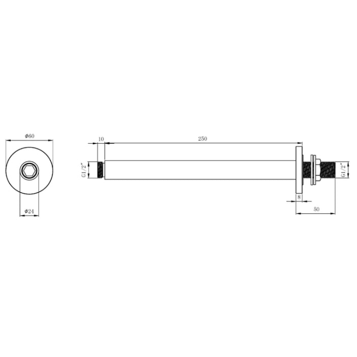 Ceiling Mounted Shower Arm - Chrome