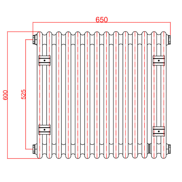 2 Column Horizontal Designer Radiaor 600 x 650mm - Black