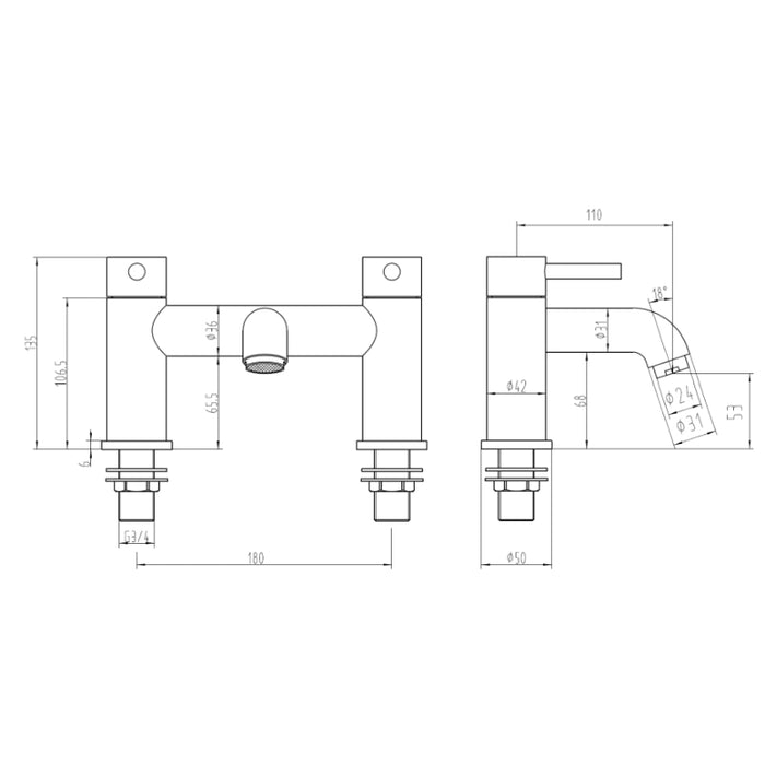 Pisa Round Bath Filler Tap
