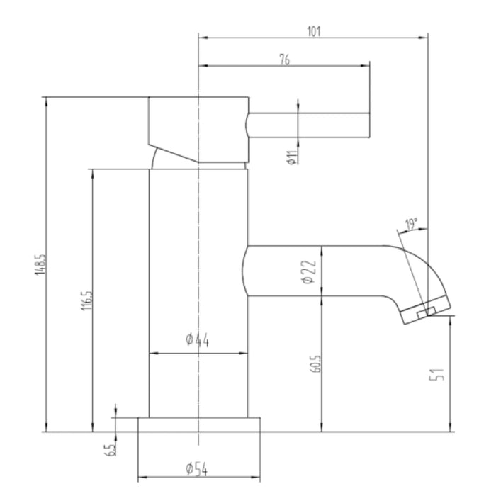 Pisa Round Matt Black Basin Tap