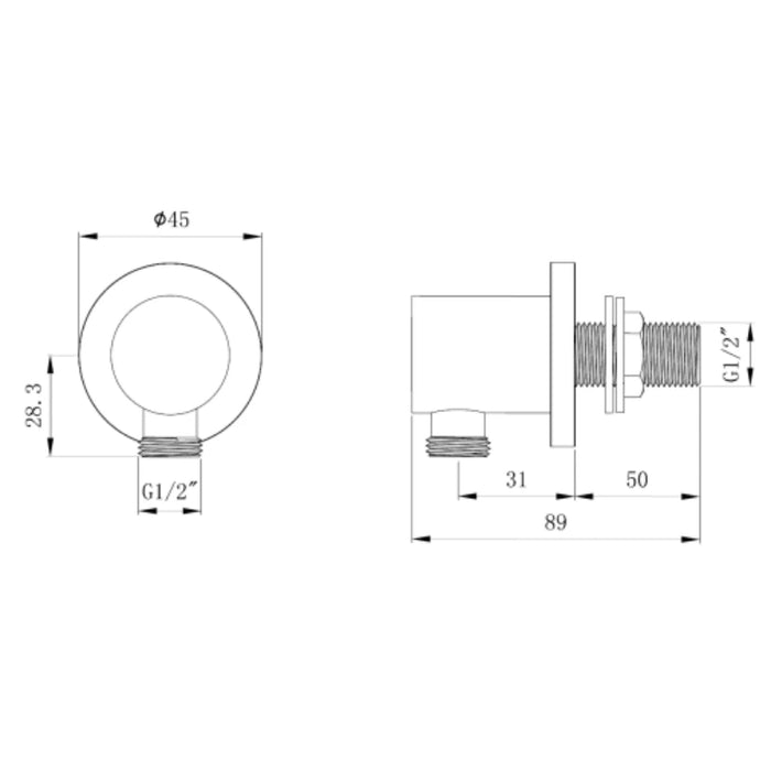 Round Wall Outlet Elbow - Black