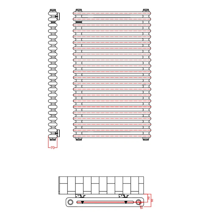 2 Column Horizontal Designer Radiaor 600 x 1010mm - Black