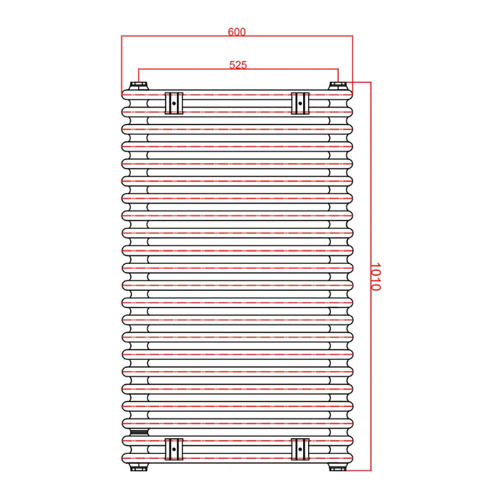 2 Column Horizontal Designer Radiaor 600 x 1010mm - Black