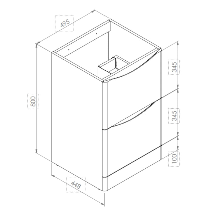 Rimini 500mm 2 Drawer Floorstanding Vanity Unit with Basin - Anthracite