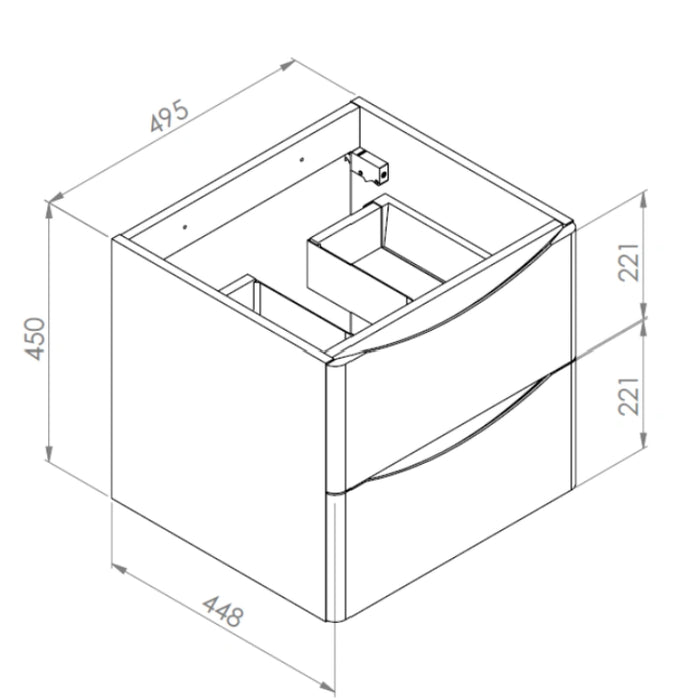 Rimini 500mm Wall Hung Vanity Unit with Basin & 2 Drawers - White
