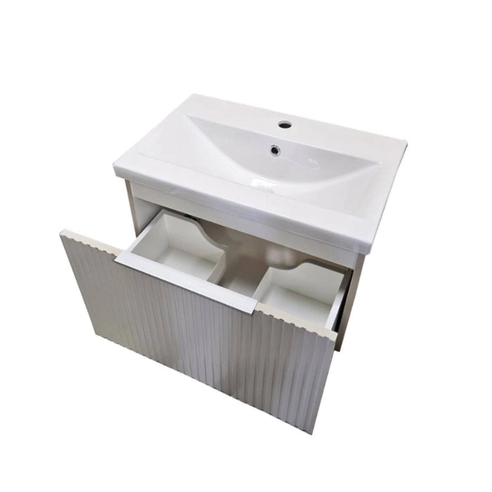 Murano 600mm Fluted Wall Hung Vanity Unit with Basin – Matt Cashmere