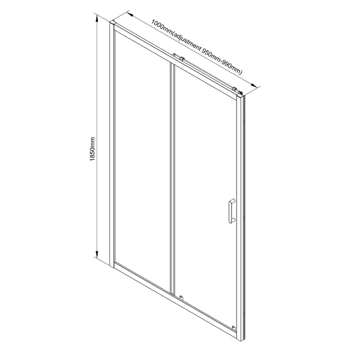 Roma Sliding Shower Door 1000mm - Chrome