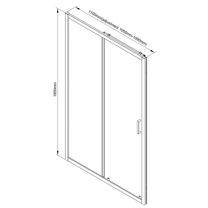 Roma Sliding Shower Door 1100mm - Black