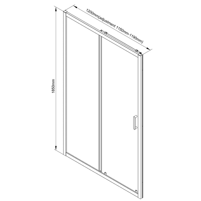 Roma Sliding Shower Door 1200mm - Brushed Brass