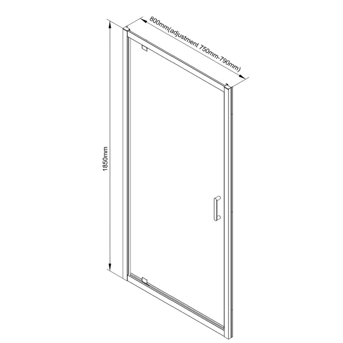 Roma Pivot Shower Door 800mm - Chrome