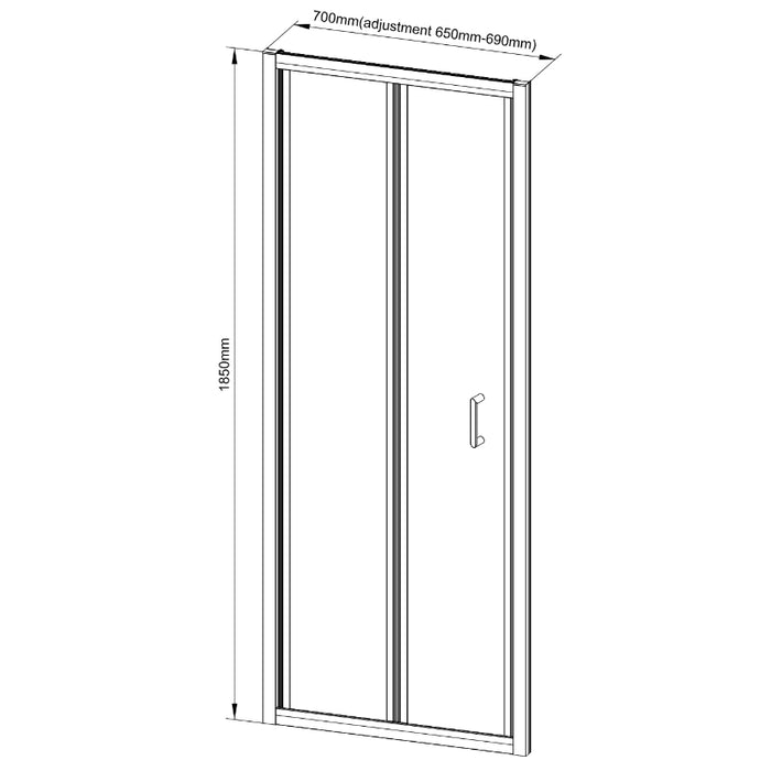 Roma Bifold Shower Door 700mm - Chrome