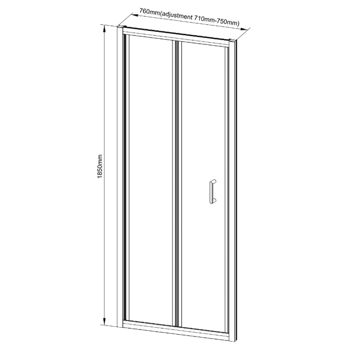 Roma Bifold Shower Door 760mm - Chrome