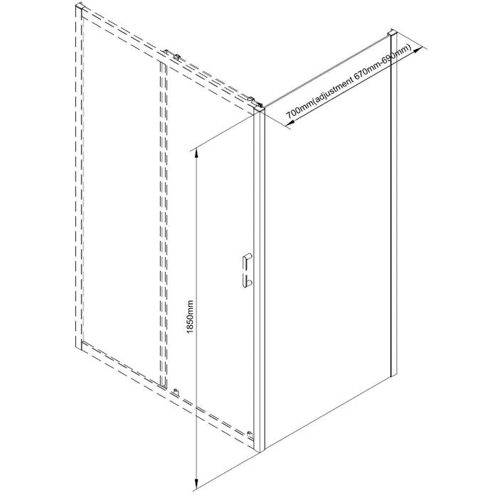 Roma Chrome 700mm Shower Door Side Panel