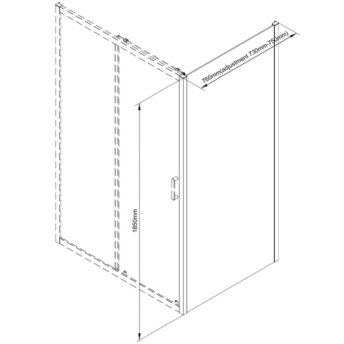 Roma Black 760mm Shower Door Side Panel