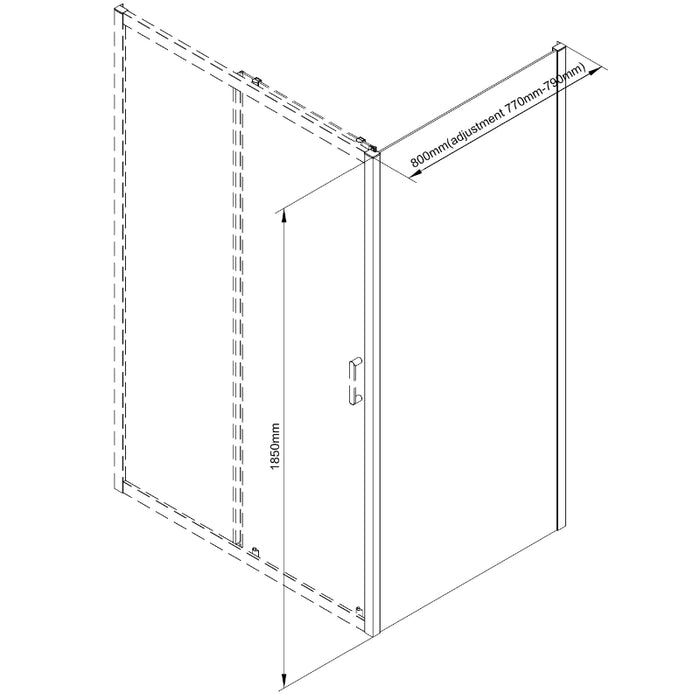 Roma Chrome 800mm Shower Side Panel