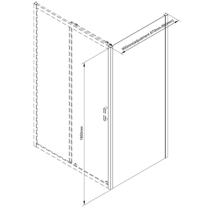 Roma Brushed Brass 900mm Shower Door Side Panel