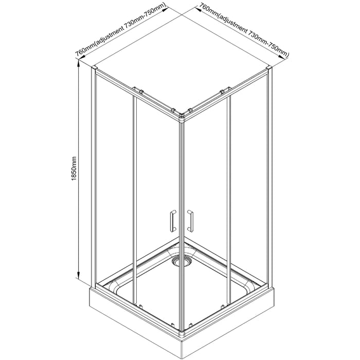 Roma 760mm Corner Entry Door - Chrome
