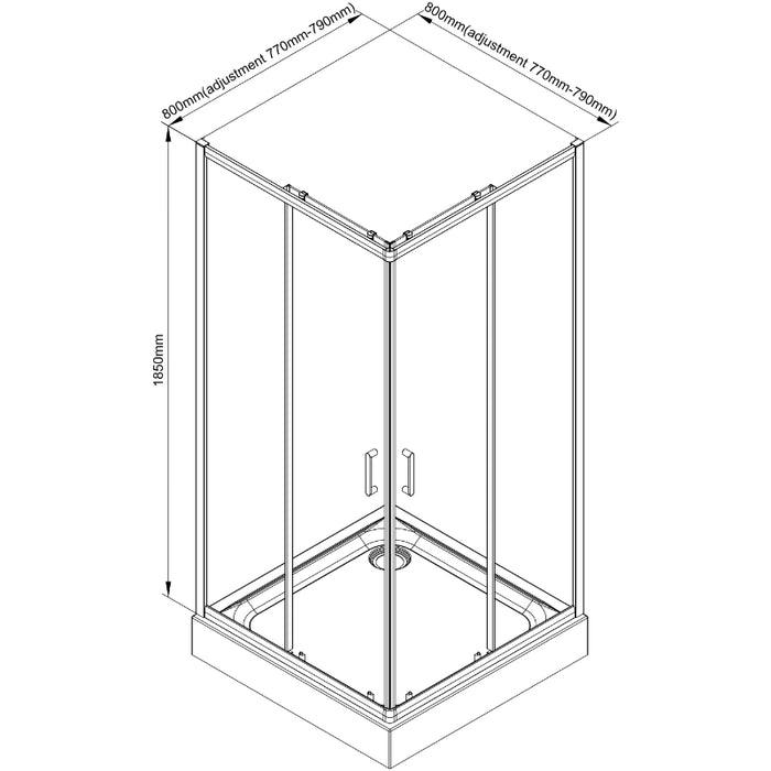 Roma 800mm Corner Entry Door - Chrome