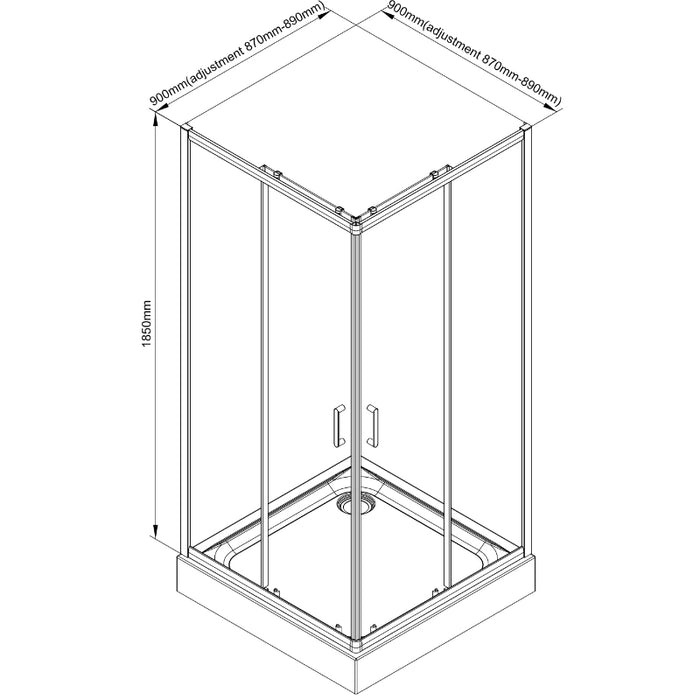 Roma 900mm Corner Entry Door - Chrome