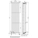 Black vertical flat single panel radiator technical layout drawing, 1800 x 490 mm