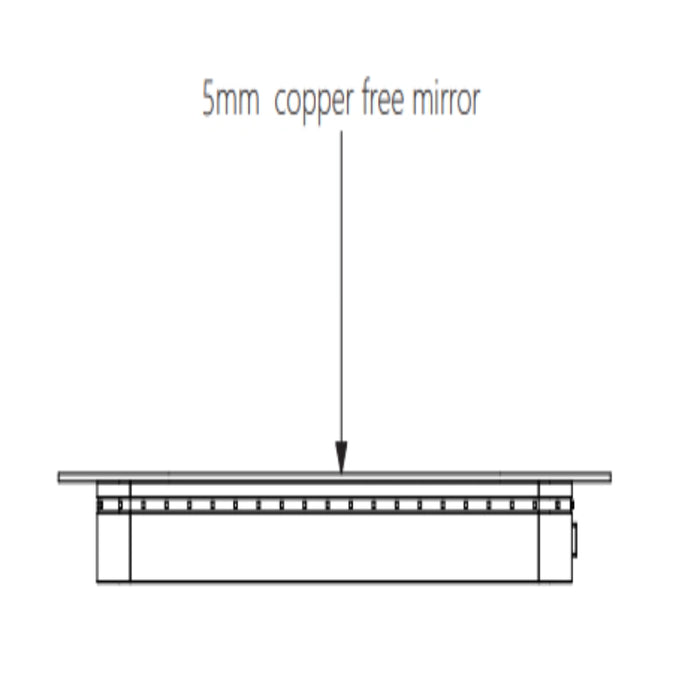 Bathroom mirror glass thickness diagram labeled 5mm copper-free mirror.