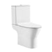 White toilet with soft-close seat, front view