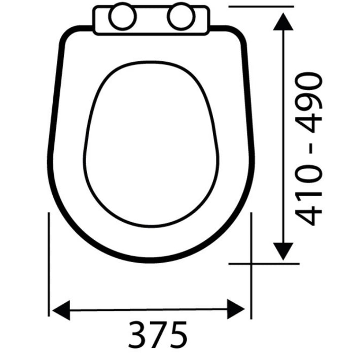 Toilet cistern front dimension diagram with 410–1040 mm height marks