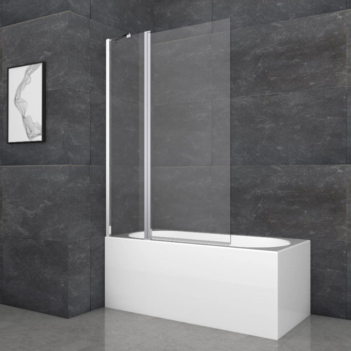 2 Panel Hinged Bath Screen 1400 x 950mm - Chrome