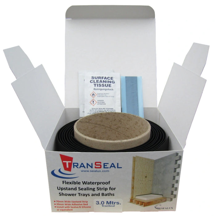 Sealux 3m Flexible Waterproof Upstand Shower Tray & Bath Seal Kit