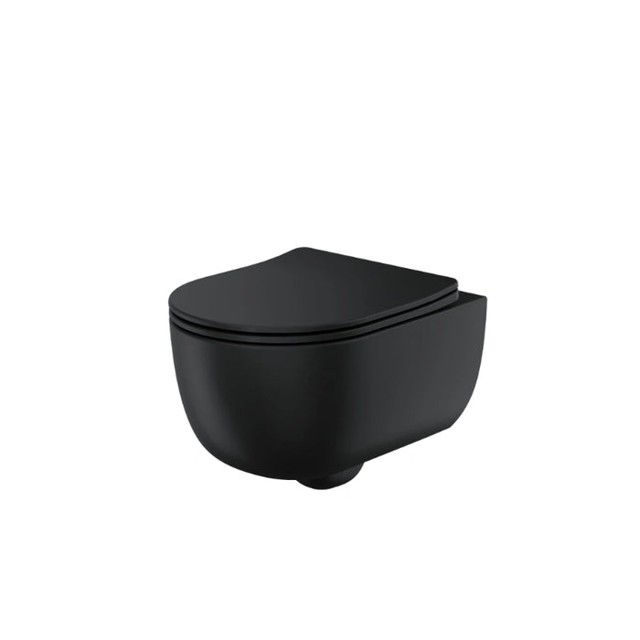Rimless Wall Hung Black Toilet, Frame & Button Pack