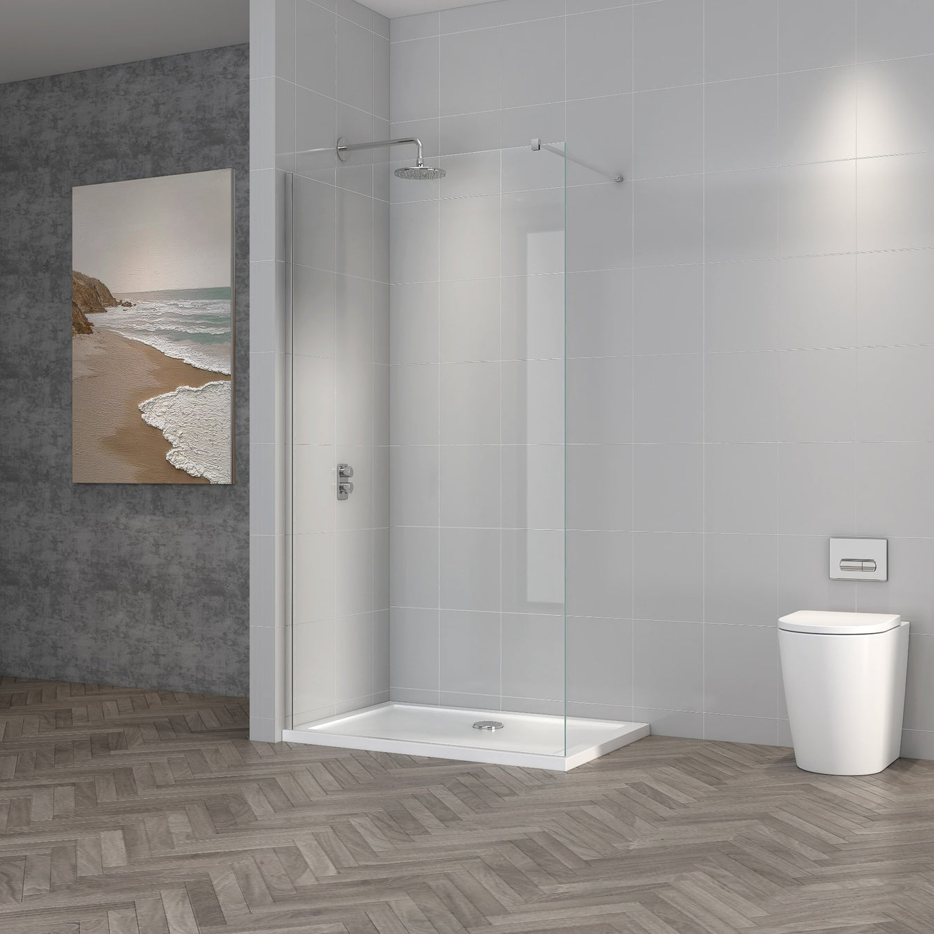 1000mm Chrome Wet Room Screen Enclosure - Bathroom Warehouse