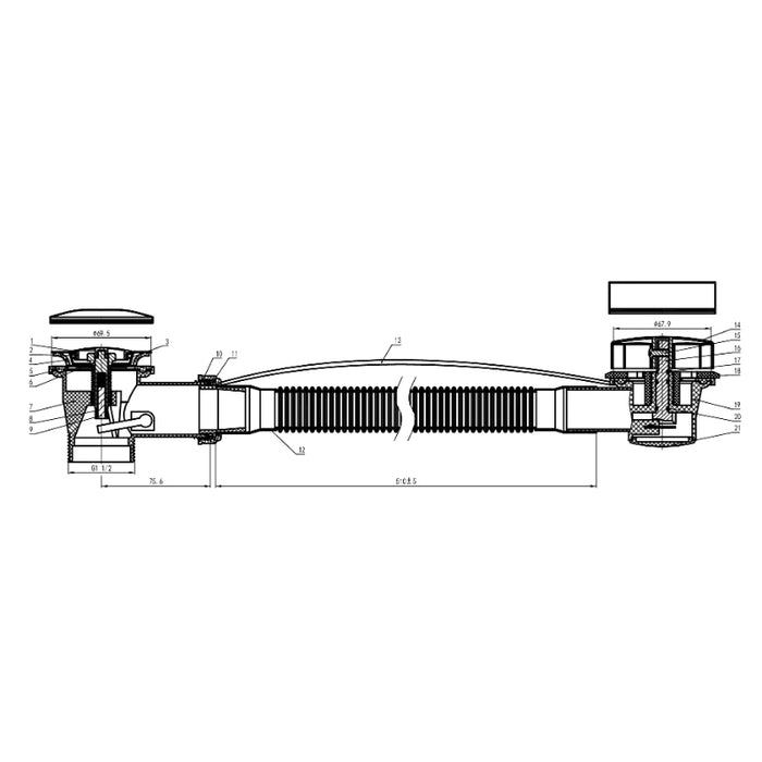 Bath Filler Waste & Overflow Kit - Chrome
