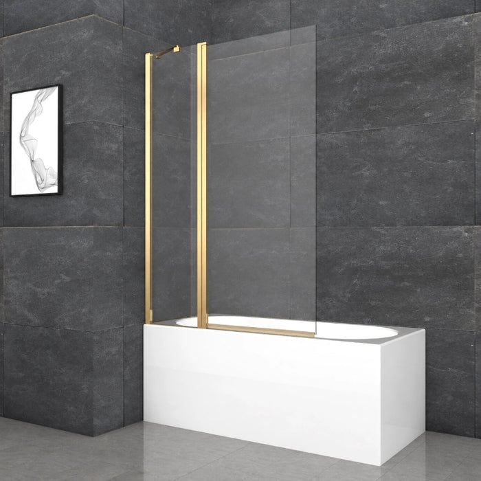 2 Panel Hinged Bath Screen 1400 x 950 mm - Brushed Brass