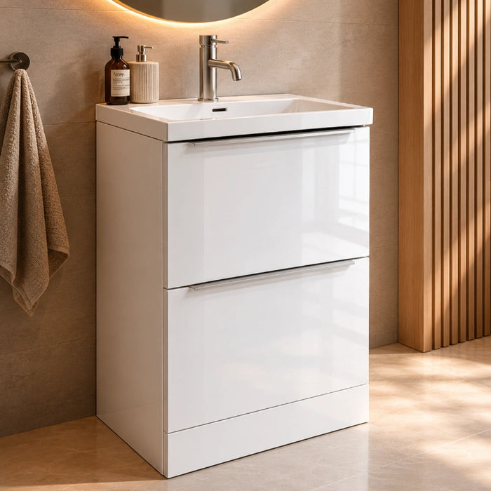 Dax 500mm Floor Standing Bathroom Vanity Unit with Basin - White