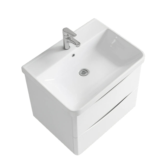Rimini 600mm Wall Hung Sink Vanity Unit with 2 Drawers - White