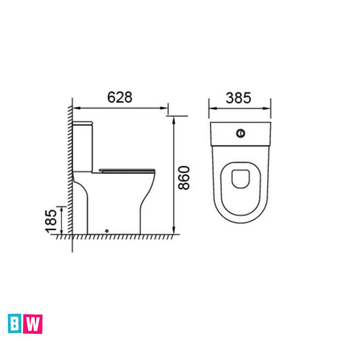 Azzuro Open Back Comfort Height Toilet - Close Coupled