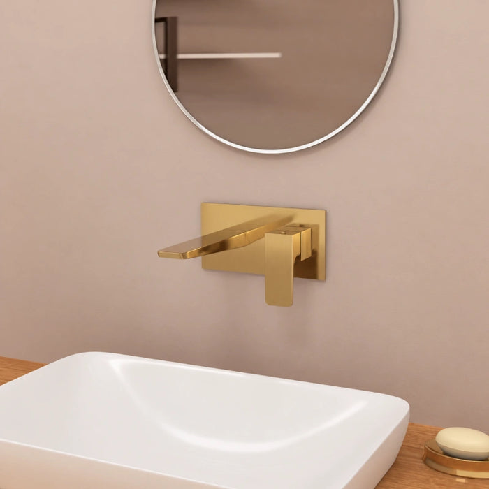 Ravena Wall Mounted Basin Tap - Brushed Brass