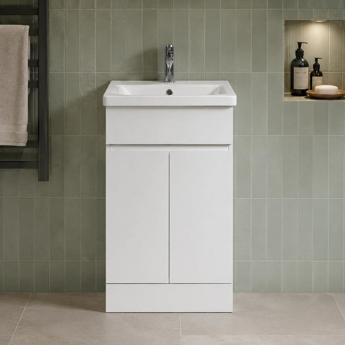Catania 500mm Floor Standing Vanity Unit with Basin - White