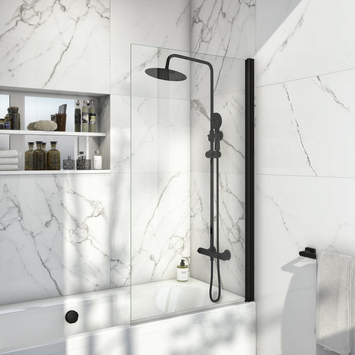 Matt Black Bath Screen - Bathroom Warehouse