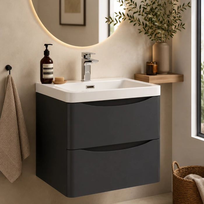Rimini 500mm Wall Hung Unit with Drawers - Anthracite