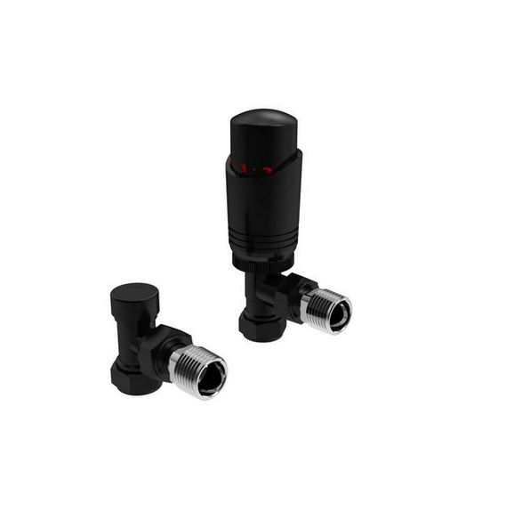 Black Angled Thermostatic Radiator Valves - Bathroom Warehouse