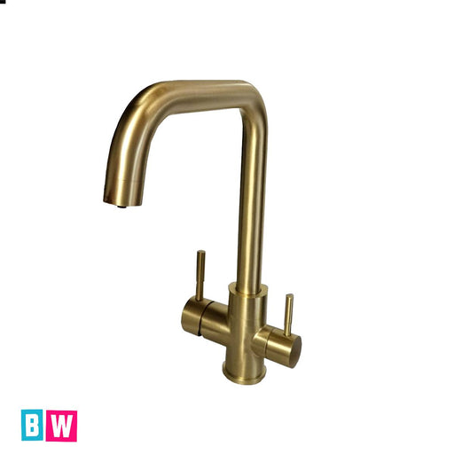 Triflow Kitchen Tap Brushed Brass Square