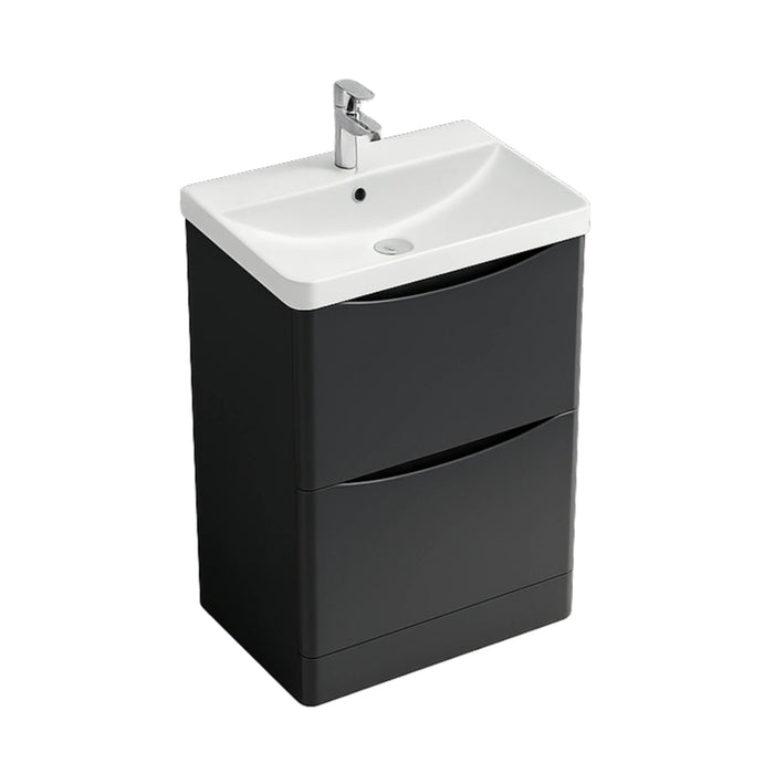 Rimini 600mm 2 Drawer Floorstanding Vanity Unit with Basin - Anthracite