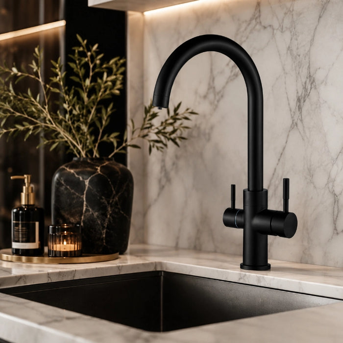 Triflow Black 3-in-1 Kitchen Tap Round