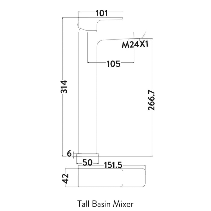 Capri Black Tall Basin Tap - Bathroom Warehouse